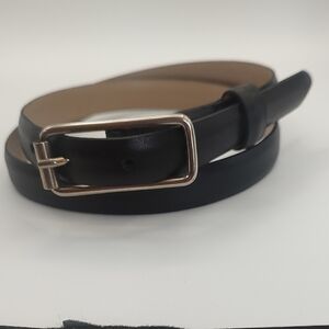 Banana Republic Black Leather Belt Silver Tone  Buckle 30 - 34 Inches M